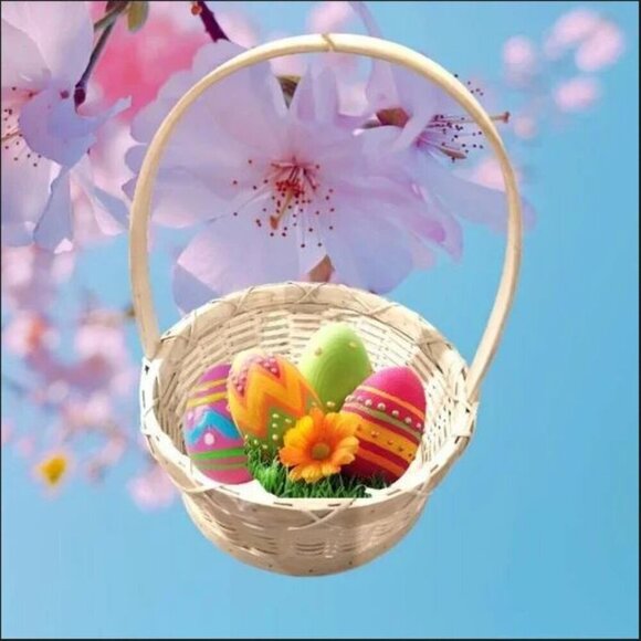 🌱2/$45🌱Handmade Flower girl basket Easter Cottagecore Boho Rustic White washed - Picture 3 of 16